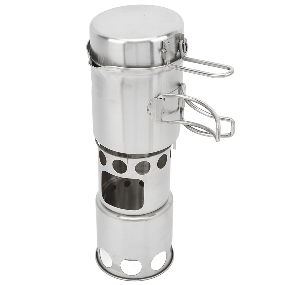 Camping Cooking Pot With Lid - Zestaw naczyń kempingowych ze stali nierdzewnej,