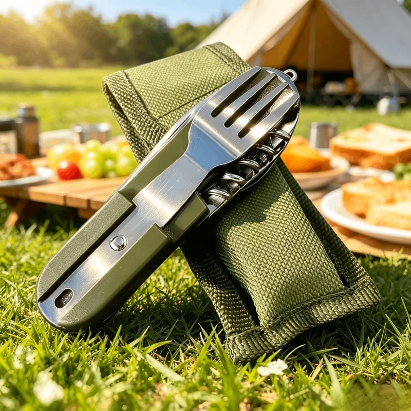 Camping Cooking And Eating - Zestaw sztućców kempingowych 7 w 1