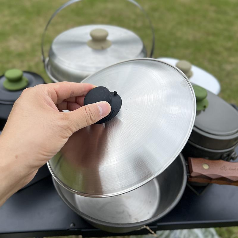 Camping Cooking Pot With Lid - 1 szt. Silikonowy uchwyt do pokrywki