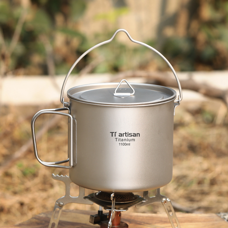 Camping Cooking Pot With Lid - Tiartisan Tytanowy Garnek Kempingowy 1.1L Zestaw