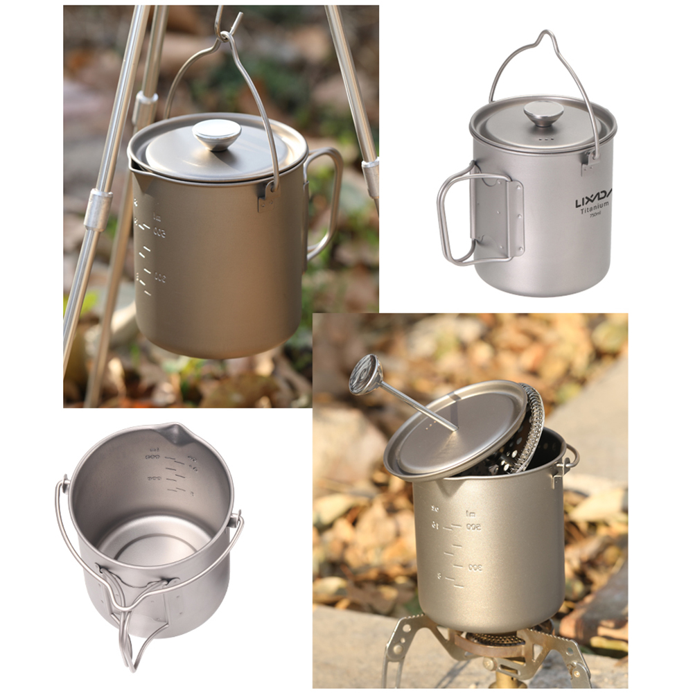 Camping Cooking Pot With Lid - Kubek do kawy z tytanu Lixada