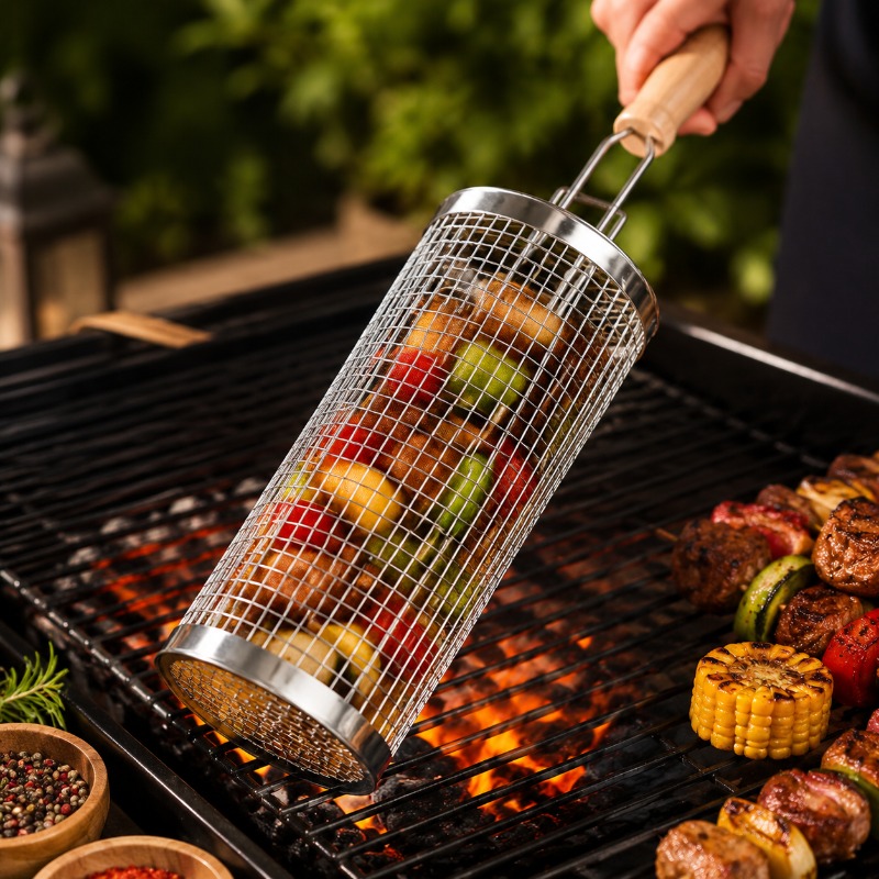Camping Cooking Griddle - Zestaw okrągłych koszy do grillowania ze