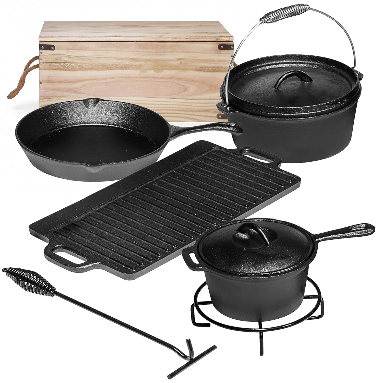 Camping Cooking Pot With Lid - Zestaw do gotowania na kempingu, 7