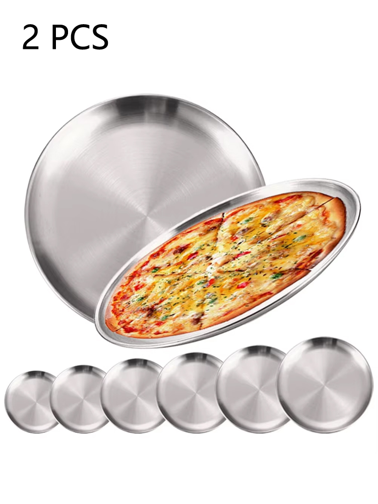 Camping Cooking Plate - 2 szt. Okrągłe, srebrne, płytkie tace/talerze