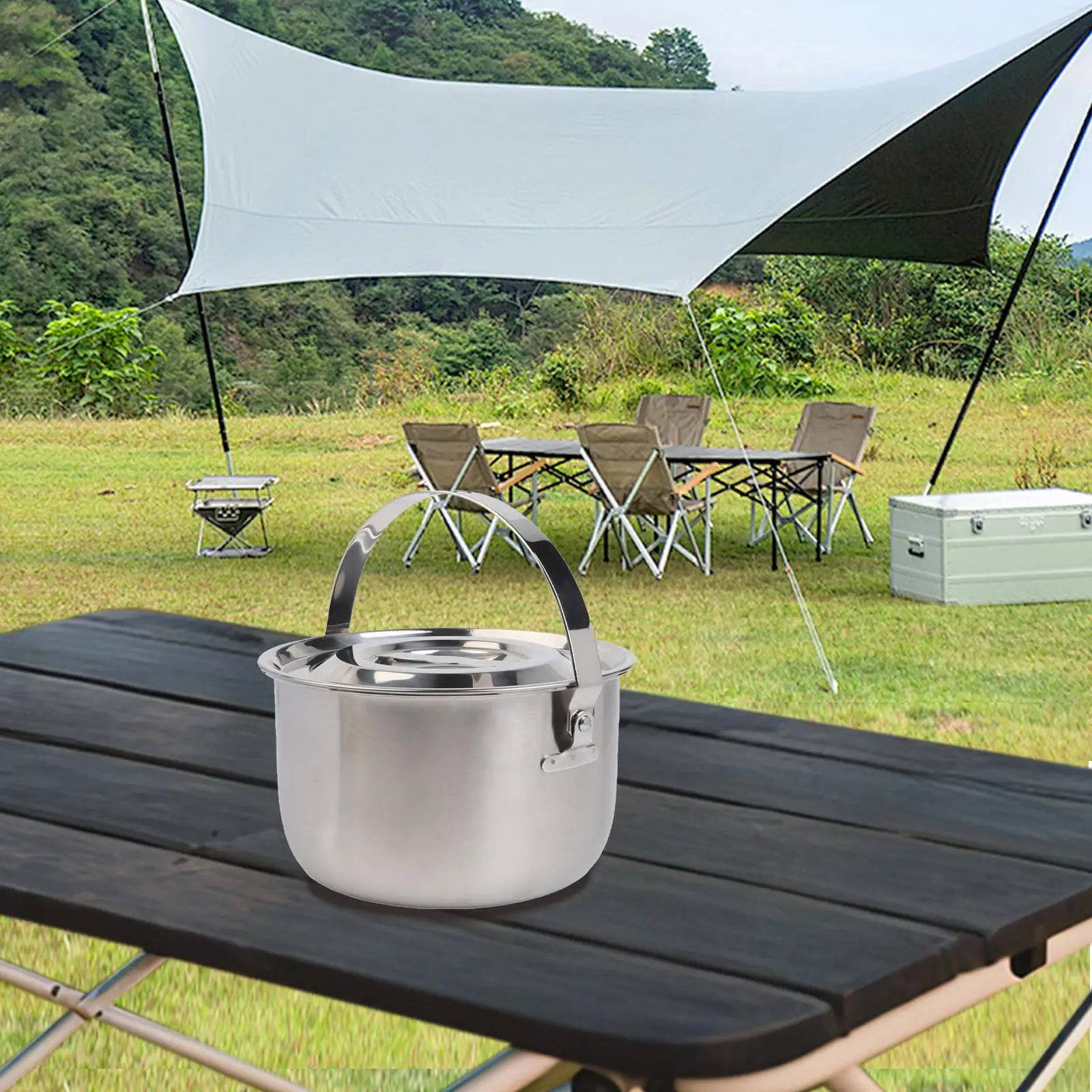 Garnek kempingowy wykonany ze  – Camping Cooking Pot With Lid recenzja i cena